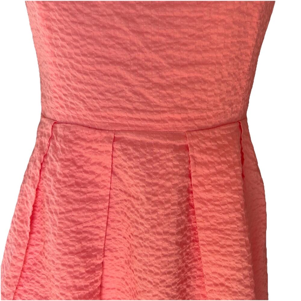 J. CREW Seersucker Strapless Dress Size 6 Coral Pink Cotton Romantic Coastal - Picture 5 of 13